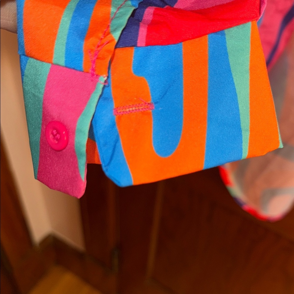 Colorful Womens Button Down Collared Long Shirt Mini Dress - Picture 4 of 11